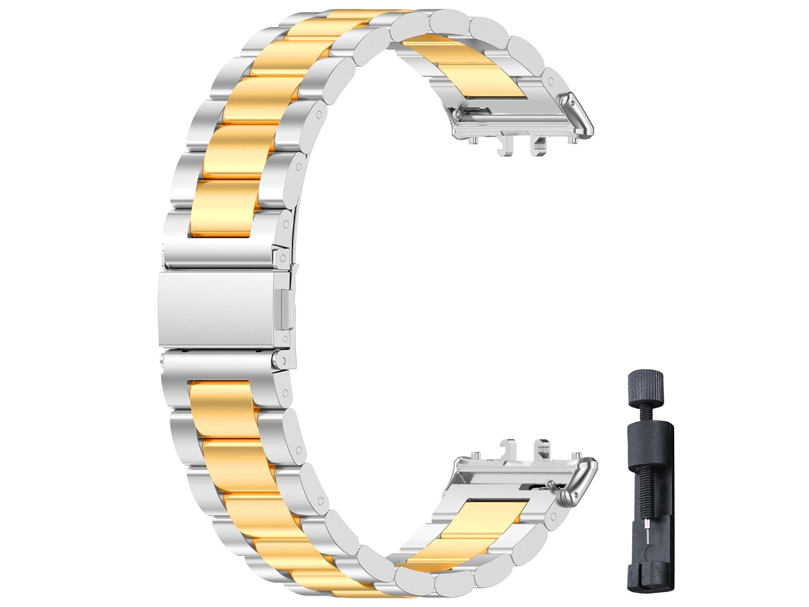 Pulseira De Aço Inoxidável Com Três Elos, Adequada Para O Relógio Samsung Galaxy Fit3.ouro Banhado A Prata Yunzii