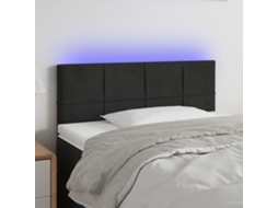 Vidaxl Cabeceira De Cama C/luzes Led Veludo 100x5x78/88 Cm Preto