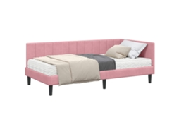 SYFAX™ Estrutura de Cama de Canto com Colchão 2 Pcs Cinzeto Veludo