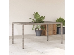 Vidaxl Mesa De Jardim Com Tampo De Vidro 150x90x75 Cm Vime Pe Cinzento