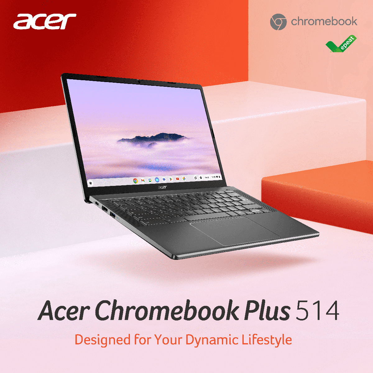 Portátil ACER Chromebook Plus 514-3H-R95N (14 - AMD Ryzen 3 7320C