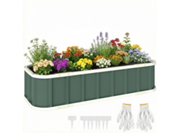 Aço de Cama Elevada. Cama de Plantação com Fechos com Clique Borda Dobrada Estrutura Fria 136 X 52 X 31 Cm Verde Claro Ge