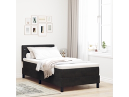 Cama Box Spring Com Colchão E Led Preto 90x190 Cm Veludo