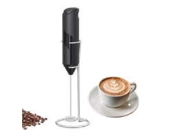 Espumador De Leite Portátil Elétrico A Bateria Para Café, Latte, Cappuccino E Chocolate Quente. Inclui Suporte Em Aço Inoxidável (preto).