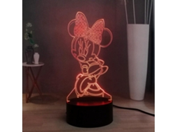 Luminária Noturna 3D Da Minnie Mouse Kx-488 Base Preta: Toque Controle Remoto de 16 Cores