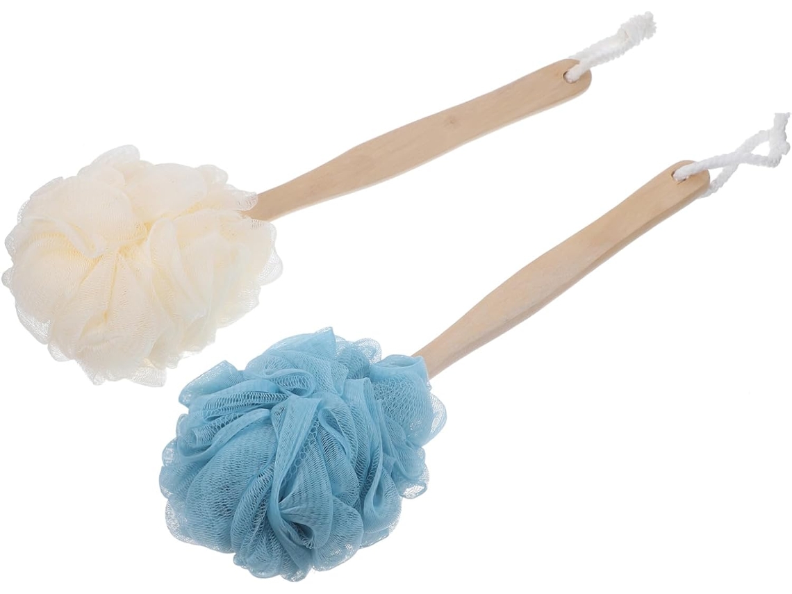 Conjunto De 2-escovas Madeira Para As Costas Collbath Com Cabo Longo, Acessórios De Banho Esfoliantes Para Casa, Escova