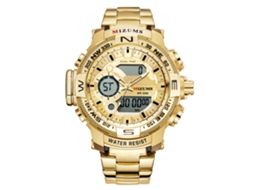 Relógio esportivo masculino eletrônico de quartzo com pulseira de aço inoxidável (dourado)