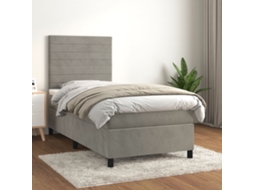 Vidaxl Cama Com Molas/colchão 90x190 Cm Veludo Cinza-claro