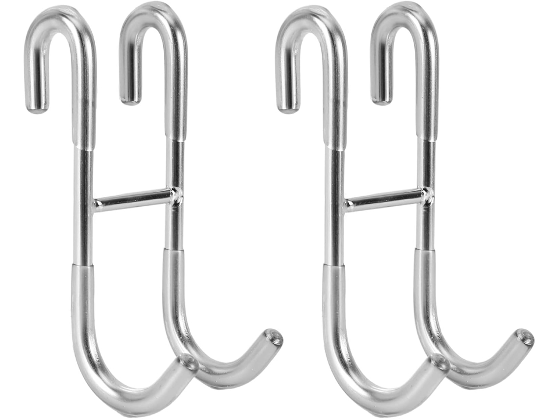 Ganchos para Porta de Box Chuveiro, Pacote com 2 Unidades, Cor Prata, Fm BRILVIBERA