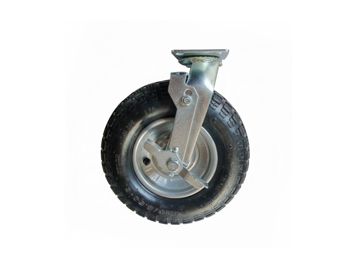 Rodízio Giratório Relaxdays Com Travão, Pneu Pneumático 3.00-4, Até 120 Kg, Placa Para Aparafusar, Preto/prateado