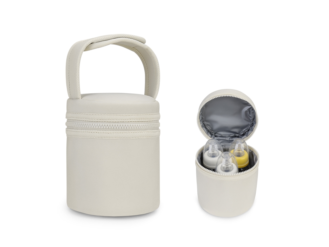Bolsa Térmica Amamentação - Organizador Biberões - Portátil - Viagem - Neoprene - Creme