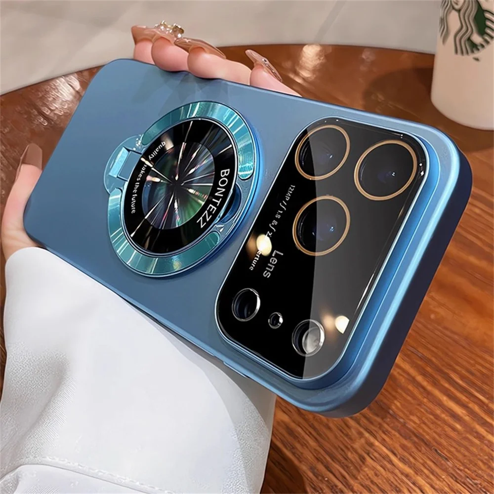 Capa Dobrável Magnética Para Celular (iphone 14 Pro Max Azul) Com Proteção Para Lente De Vidro.