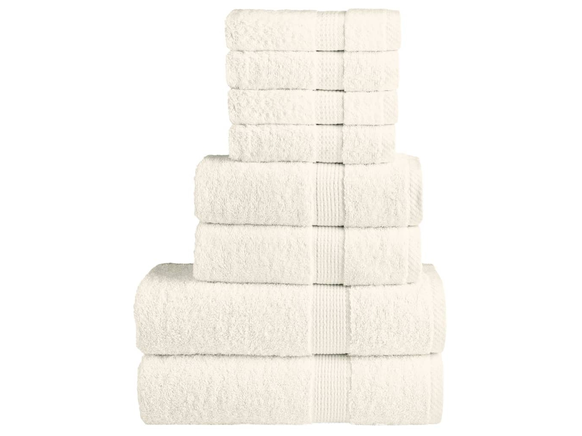 Vidaxl 8 Pcs Conjunto De Toalhas Premium Solund 600 Gsm Creme