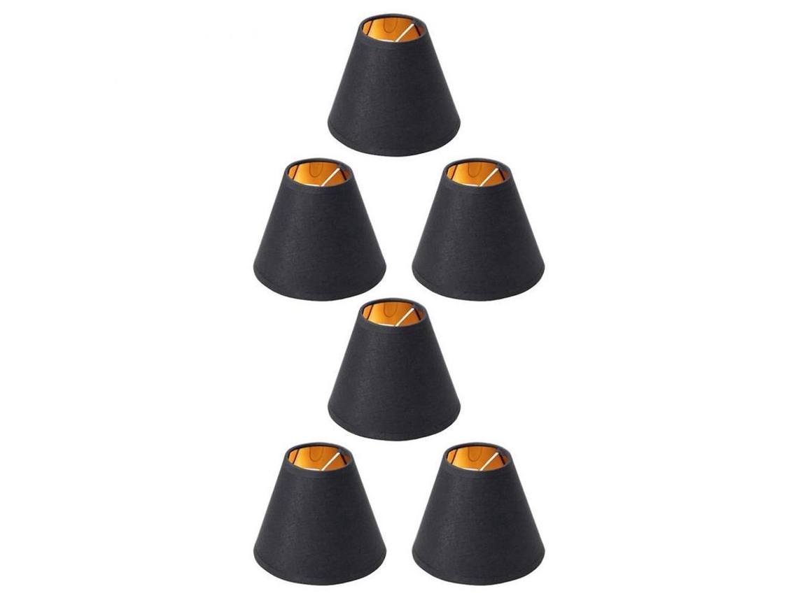 6 Abat-jour Pour Lustre Petits Abat-jour Clip Pour Ampoules De Chandelier Tissu Noir 110x150x140mm