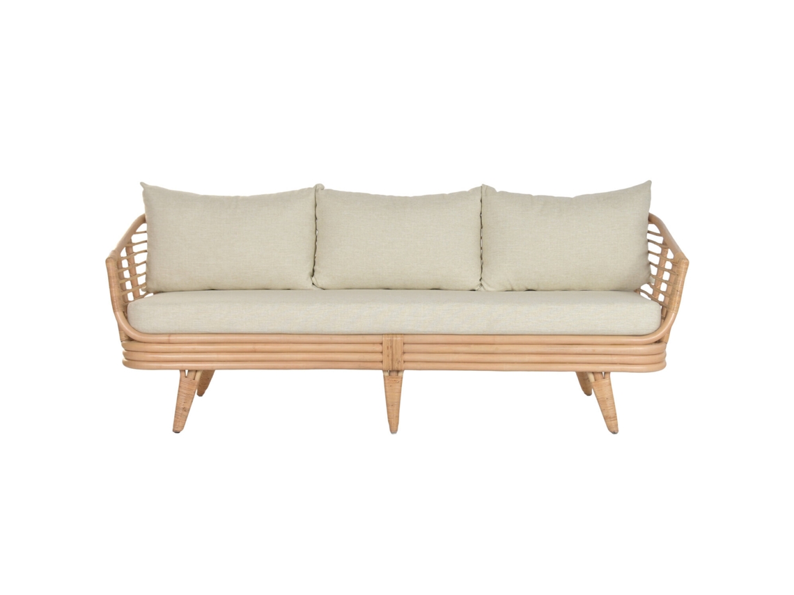 Sofá de Rattan de Poliéster Natural 200x78x76cm ALEXANDRA HOUSE LIVING