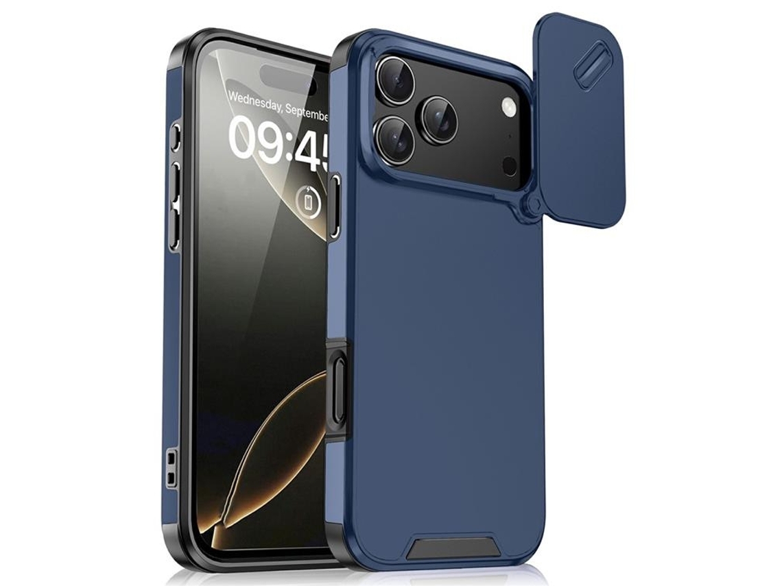 Capa Para Iphone 17 Pro Max Com Câmera Deslizante - Azul
