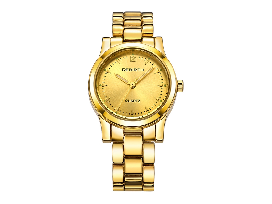 Relógio de Pulso Feminino de Quartzo Impermeável Redondo Moderno Elegante Dourado