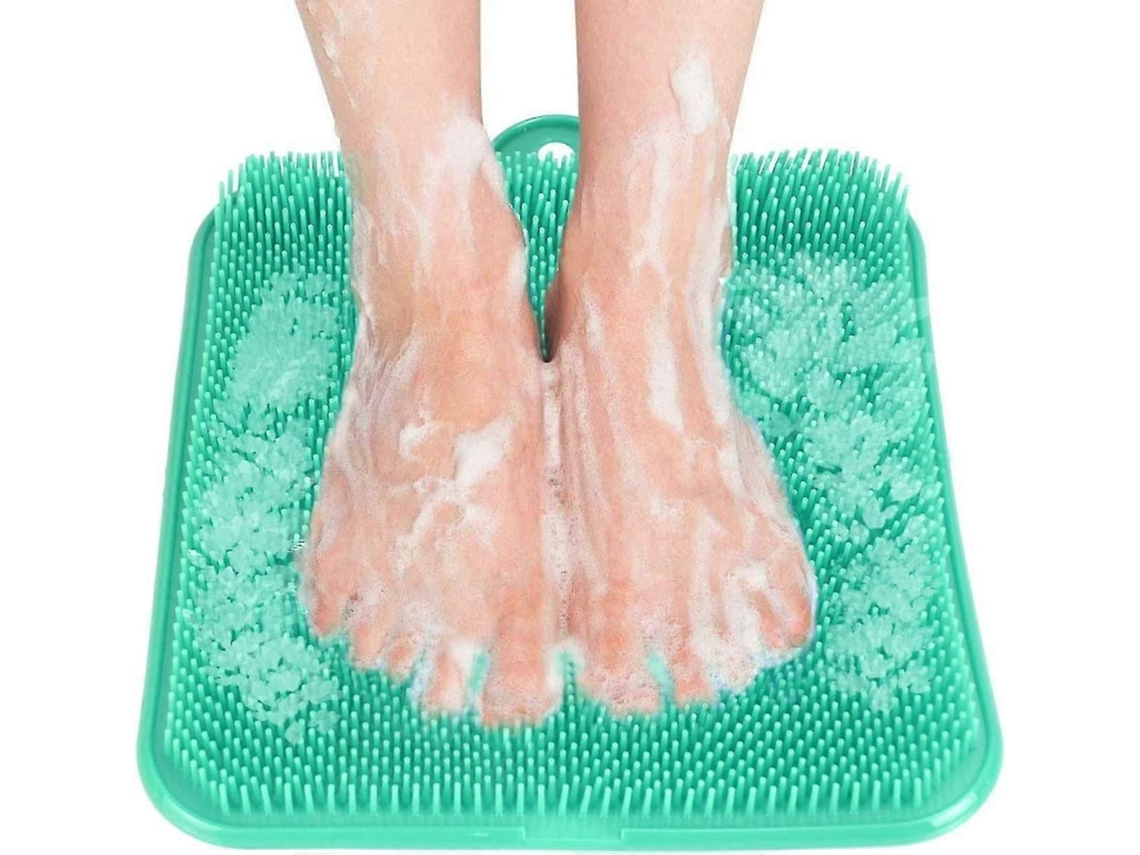 Esfoliante E Massageador Para Os Pés Uso No Chuveiro, Com Ventosa (verde)