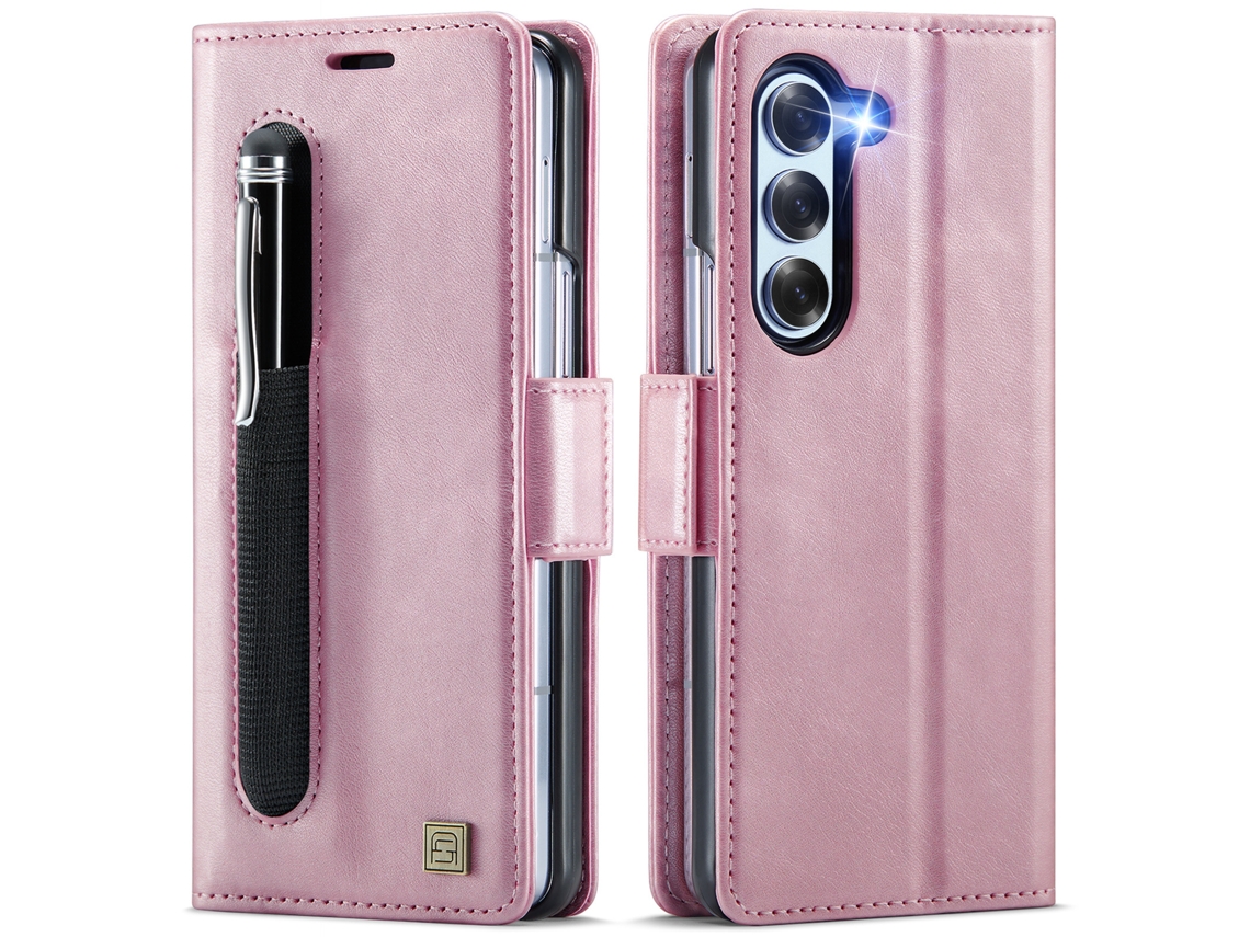 Capa Protetora Flip Para Celular Com Slot Para Cartão Simouro Rosa - Samsung Z Fold7