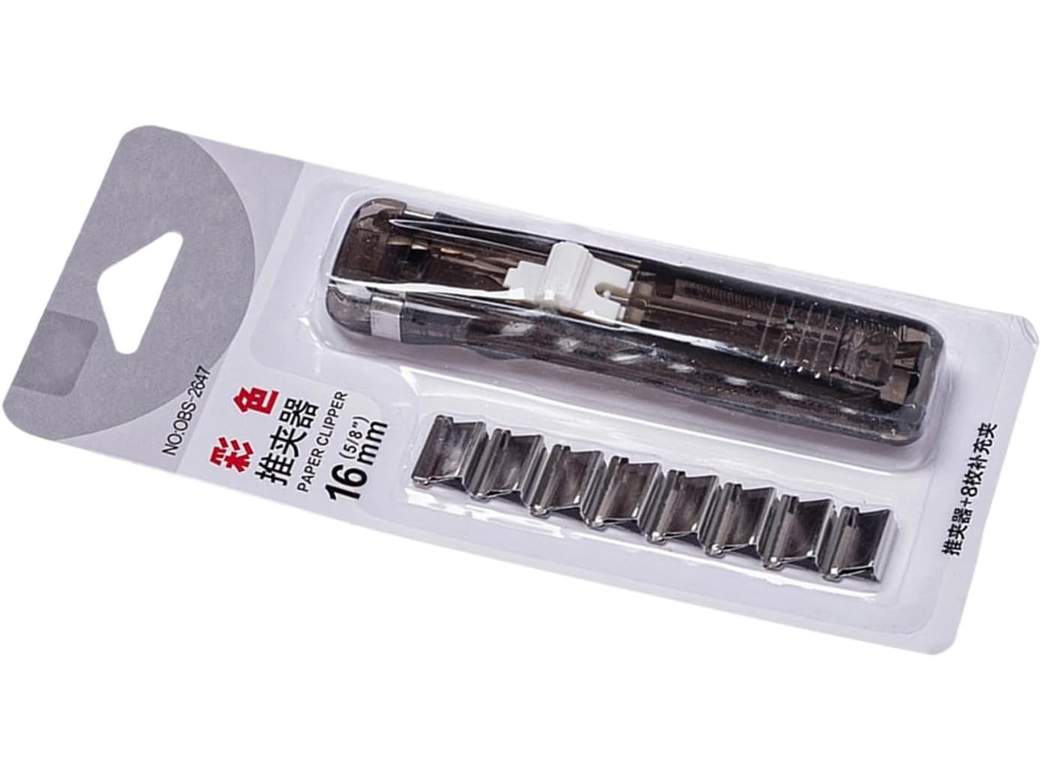 Dispensador De Clips Arquivos Com Cabo Ergonômico Inclui 8-clips Metal Reposição Escritório, Organização De