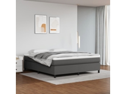 Vidaxl Estrutura De Cama Com Molas 160x200 Cm Couro Artificial Cinzento