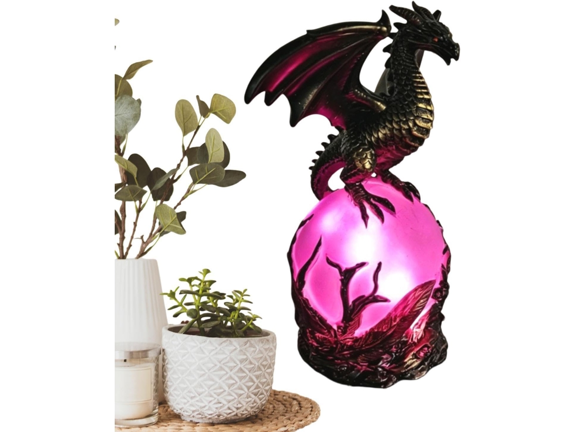 Luminária Dragão Decorativa Em Resina Gótica Com Ovo de