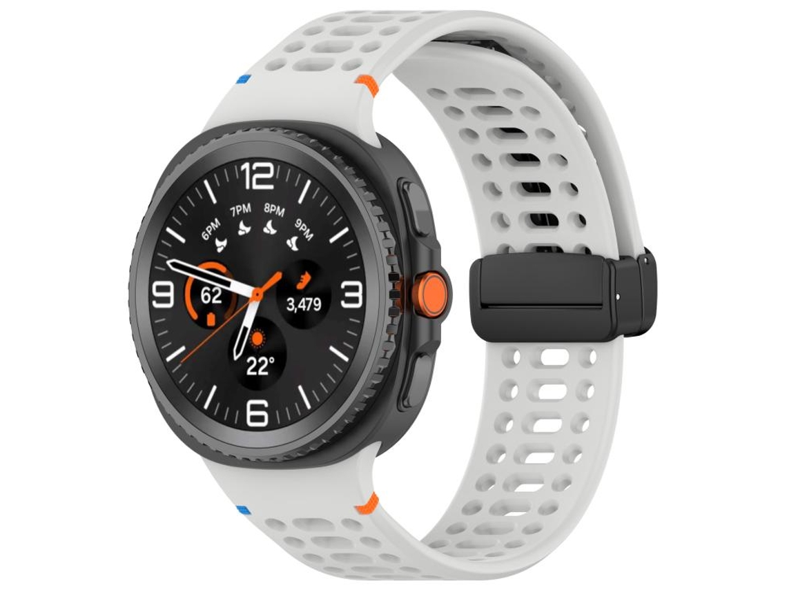 Bracelete Para Samsung Galaxy Watch 8 / 8 Classic - Silicone Com Fivela Magnética Preta - Cinza Claro