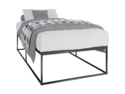 Estrutura De Cama Scala Com Somier De Listões Em Metal Capacidade De Carga 320 Kg, Preto - 200x100x46 Cm