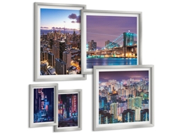 Conjunto De Pinturas Paisagens Urbanas Noturnas De Néon Espelharte (5 Peças)