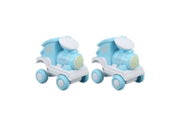 2 Peças Trem Brinquedo Press And Roll Plástico 360 Graus Stunt Flip Para Meninos Meninas Presente Azul