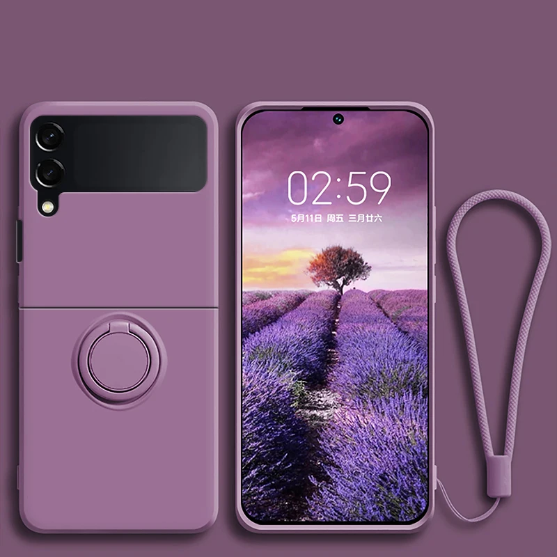 (roxo, Galaxy Z Flip7) Capa Flip Para Celular Em Silicone Líquido, Compatível Com Samsung, Resistente A Quedas, Com Suporte De Anel.