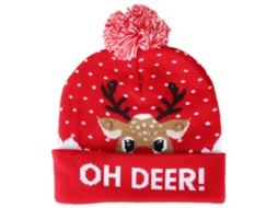 Gorro de Natal Luminoso Tricô Estiloso para Adultos e Crianças Tipo 3