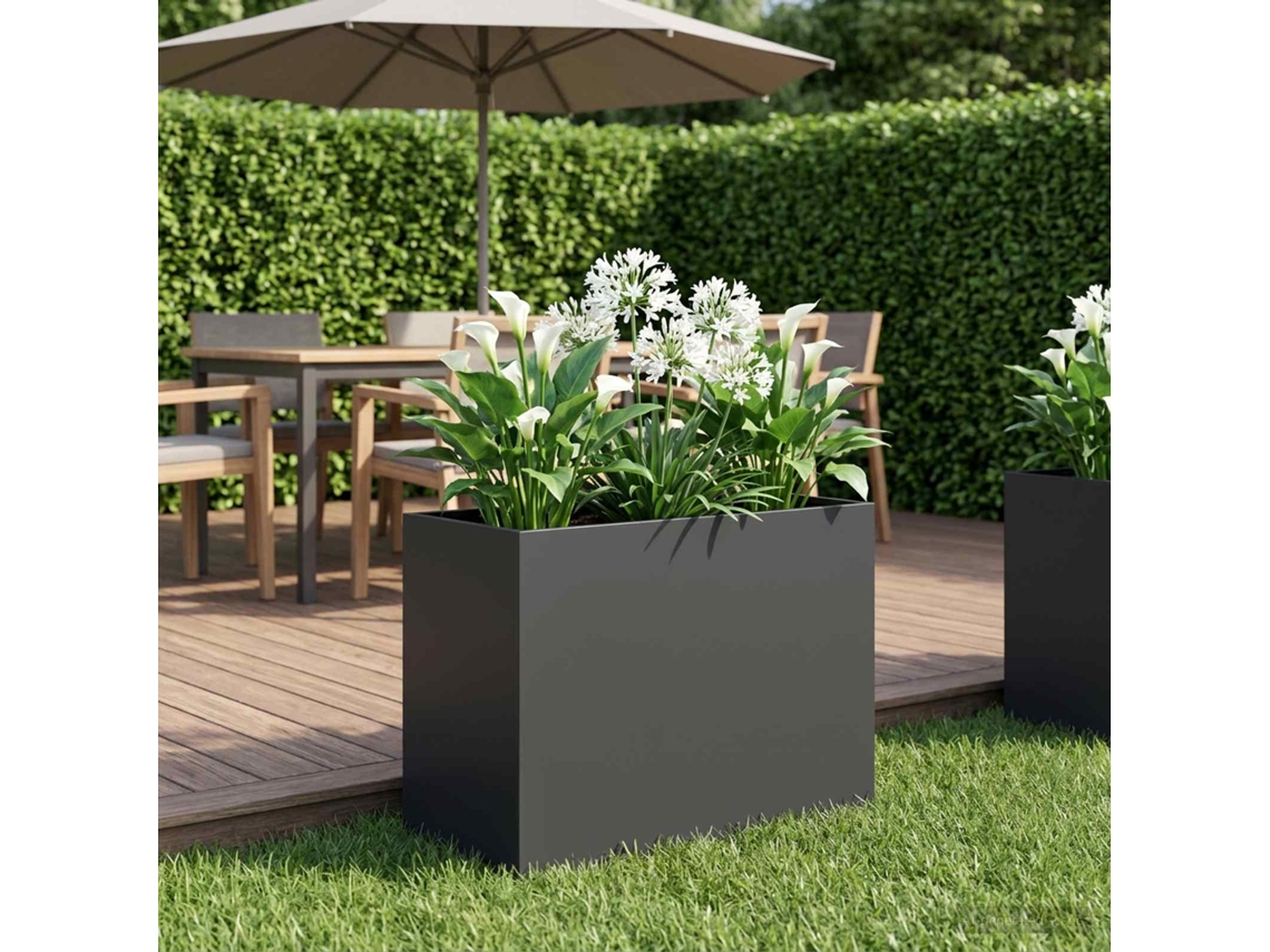 Vidaxl Vaso De Jardim Preto 60 X 30 X 50 Cm Aço Laminado A Frio
