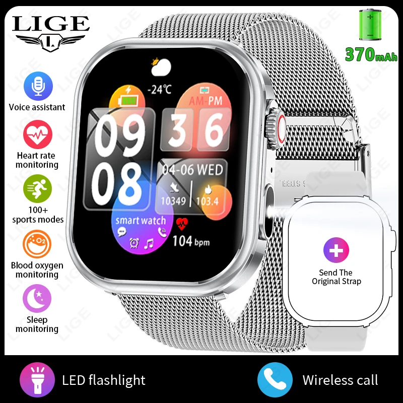 (mesh Silver) Smartwatch Com Tela Hd De 2,01 Polegadas, Bateria De 370mah E Design À Prova D'água._glo