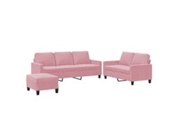 3 Pcs Conjunto de Sofás com Almofadões Veludo Rosa MAISON EXCLUSIVE
