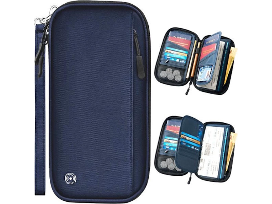 Porta-passaporte E Carteira De Viagem, Resistente À Água E Com Bloqueio Rfid, Organizador Multifuncional Com Alça De Pulso E Zíper