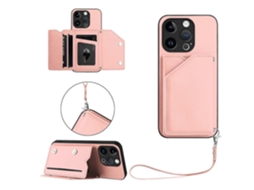 Capa Para Iphone 15 Pro Com Suporte Para Cartão E Alça De Pulso
