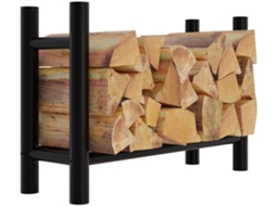 Suporte Para Lenha Preto Medya Redondo 30x80x60 Cm
