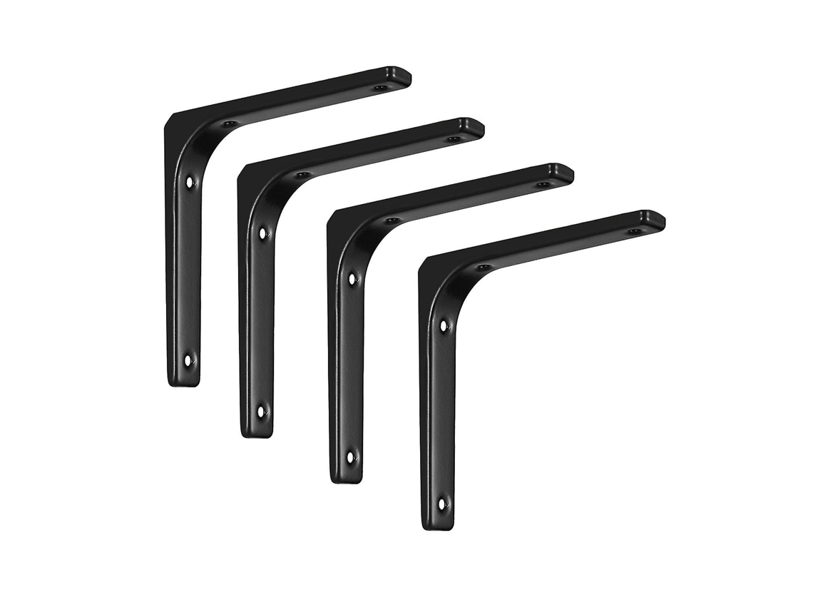 Suporte Para Prateleira, 4 Peças, Reforçado, Em L, Preto