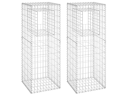 vidaXL Postes/cestos gabião 2 pcs 50x50x140 cm ferro