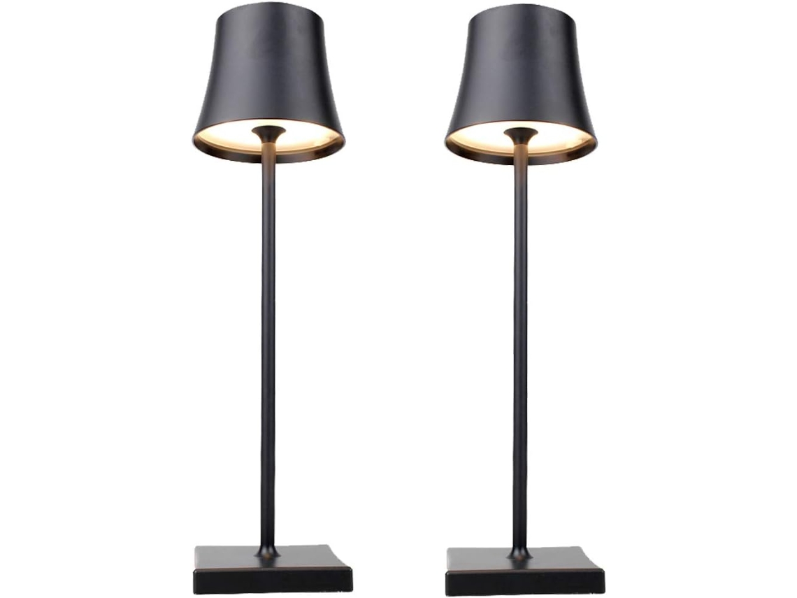 Conjunto De 2 Luminárias Mesa Retrô Em Metal, Portáteis, Recarregáveis Via Usb, Com Interruptor De Toque, 4w, Para
