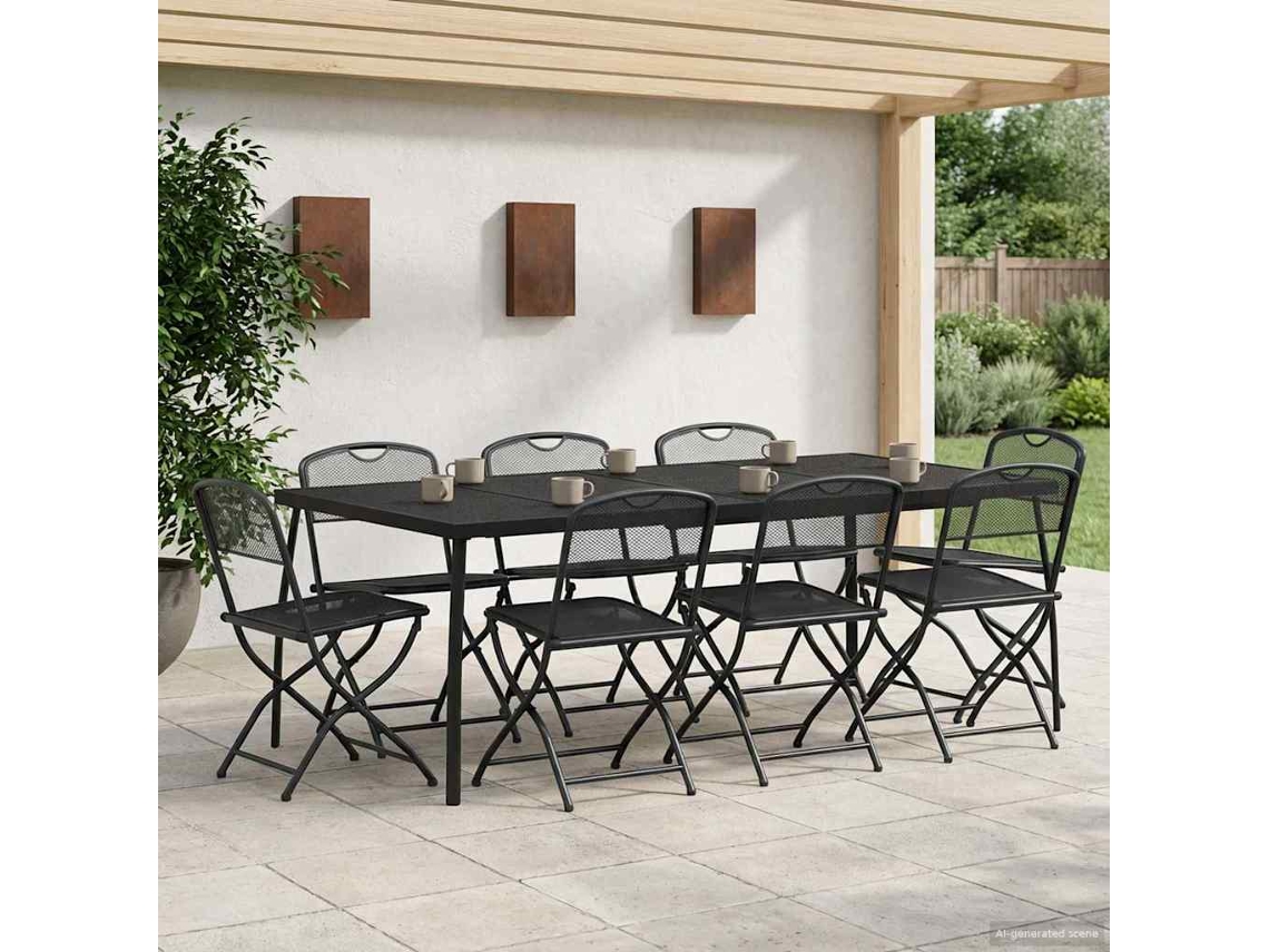 Vidaxl Conjunto De Móveis Para Exterior 9 Unid. Antracite Ferro E Aço