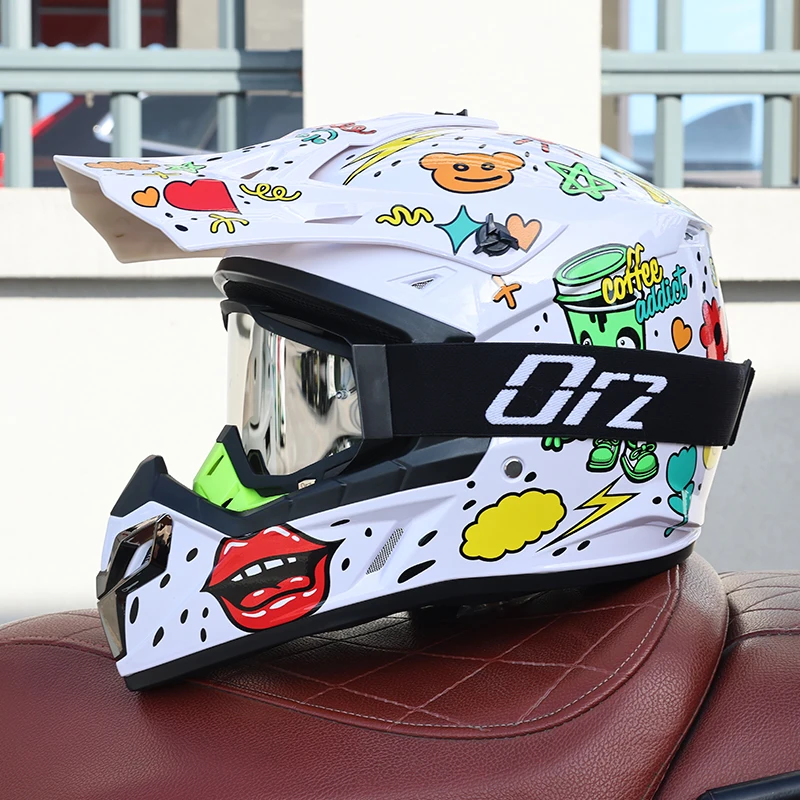(l) Capacete De Motocross Com Viseira, Certificado Dot, Casco Em Abs, Resistente A Impactos.