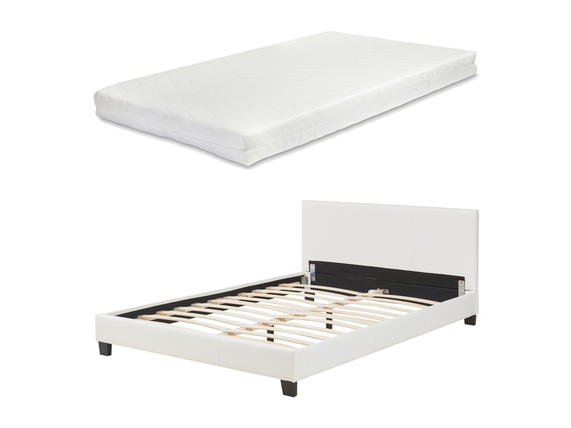 Cama com Colchão de Espuma Albacete Fria CORIUM Branco (140x200)