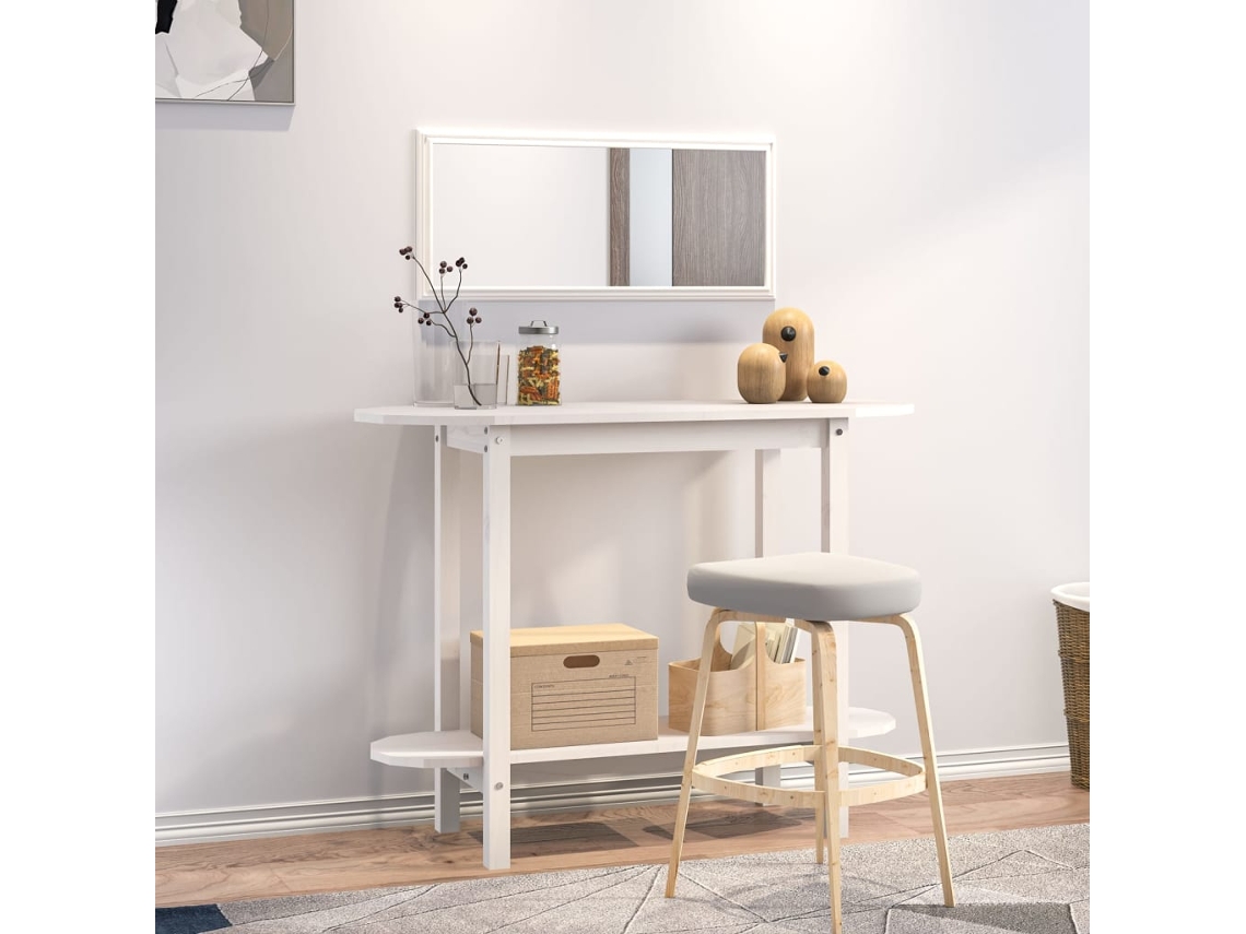 Vidaxl Mesa Consola 110x40x80 Cm Pinho Maciço Branco