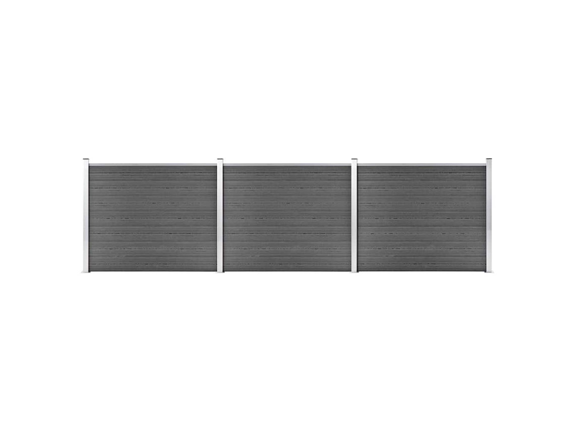 Vidaxl Conjunto Painel De Cerca 526x146 Cm Wpc Preto