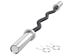 Barra de pesas EZ curl BTFORUS,120cm,100kg,com presilhas,preto/prata