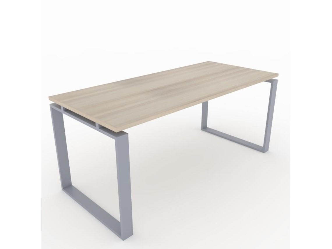 Secretária para Teletrabalho Escritório Casa Estrutura Fechada Cor Cinzenta Prateada Tábua de Madeira Cor Faia 140X80Cm Fabricado em Espanha OFICIT