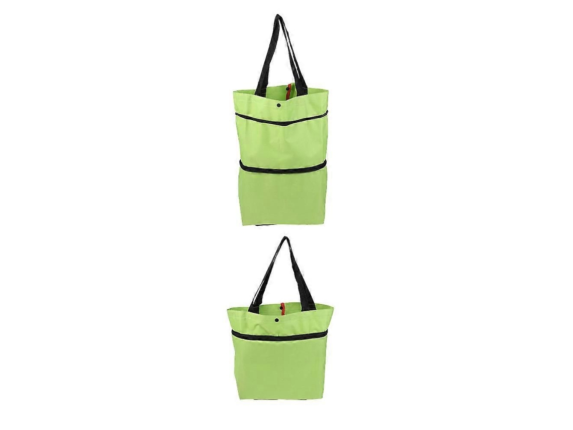 Conjunto de 2 Sacolas Dobráveis ​​portáteis para Carrinho de Compras com Rodas para Uso Diário GOKOCO