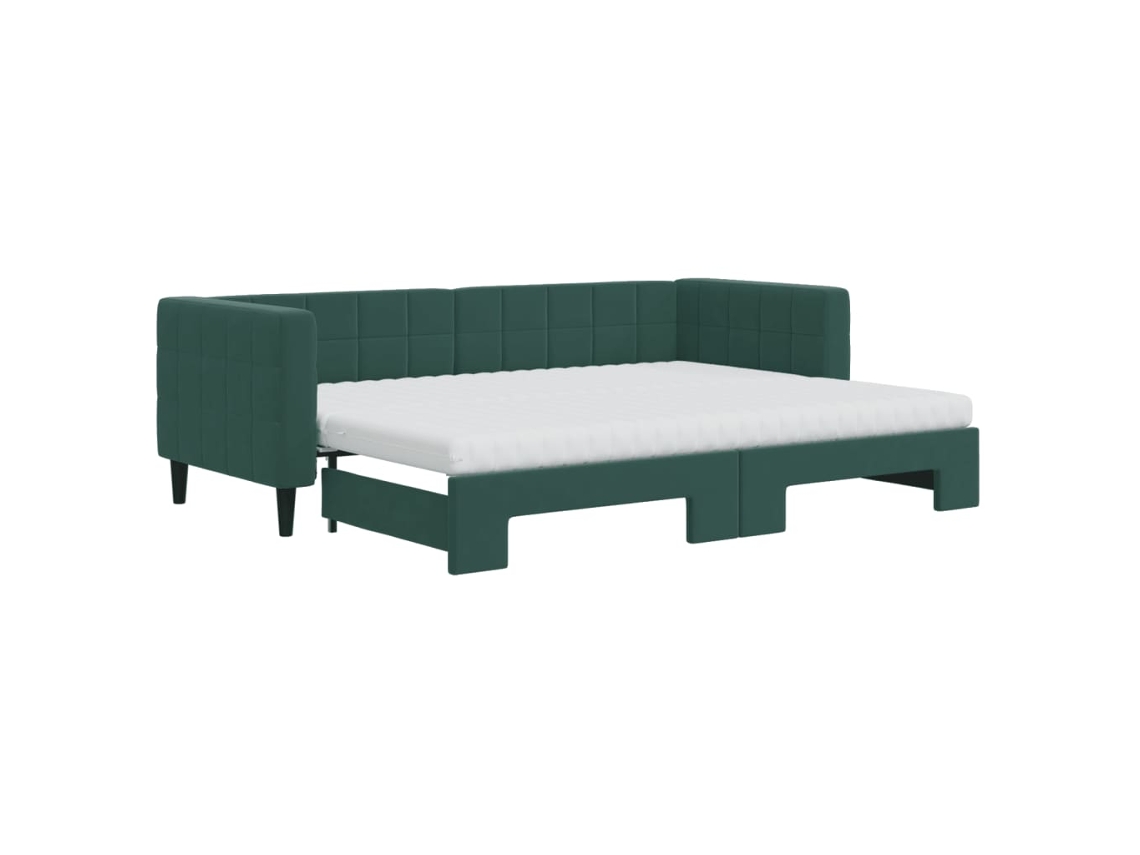 Sofá-cama com gavetão VIDAXL Verde Veludo (80x200 cm)